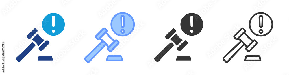 Aufkleber legal issues icon set multiple style collection