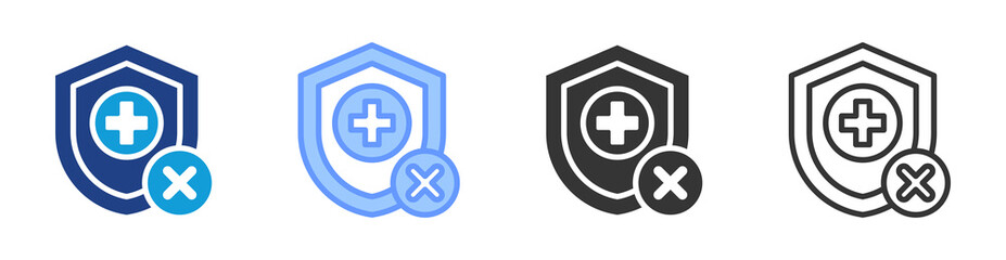 Obraz premium No Health Insurance icon set multiple style collection