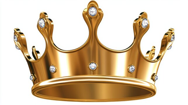 A crown clipart with a shiny golden finish, accented by glimmering gems, designed to represent authority, leadership, and high status.
