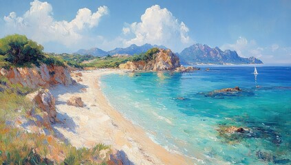 Obraz premium Beautiful View of Cannelle Beach in Isola del Giglio Tuscany with Stunning Mediterranean Sea and Blue Bay