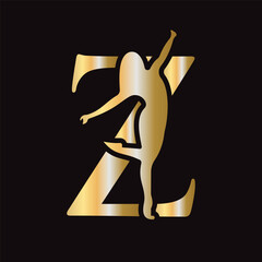 Fashion Logo On Letter Z Concept With Women Icon Vector Template