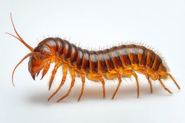 Fototapeta premium Realistic Centipede Macro Photography High Key Lighting Minimalistic Composition Detailed Textures