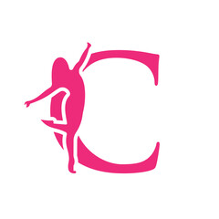 Initial Fashion Logo On Letter C Concept With Women Icon For Cosmetic and Botanique Symbol