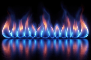 Natural Gas Blue Flames Reflections Dramatic Lighting