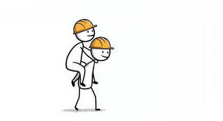 Obraz premium Playful Stick Figures Piggyback Ride Illustration