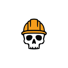 Hard Hat Skull – Minimal Construction Warning Icon