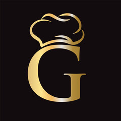 Initial Letter G Chef Hat Symbol Vector Template For Food and Restaurant Logo