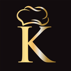 Initial Letter K Chef Hat Symbol Vector Template For Food and Restaurant Logo