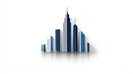 Fototapeta premium A minimalist building icon with a skyscraper silhouette, featuring sharp, angular edges and a simple color palette for clean visual appeal.