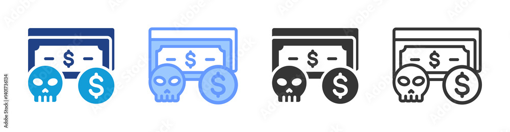 Poster illegal money icon set multiple style collection