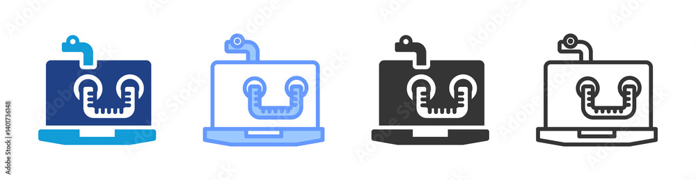 Poster Worm Virus icon set multiple style collection