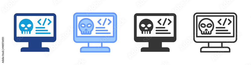 Fototapete hacking code icon set multiple style collection