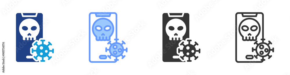 Poster Mobile Viruses icon set multiple style collection