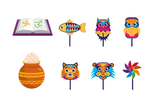 Colorful Cultural Festival Element Illustration Design Set