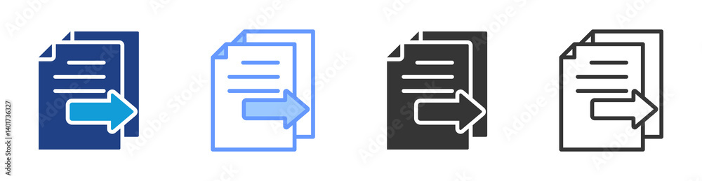 Poster File Copy icon set multiple style collection