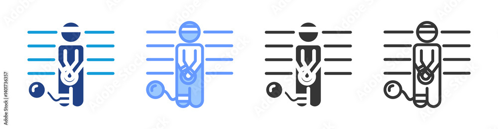 Aufkleber prisoner icon set multiple style collection