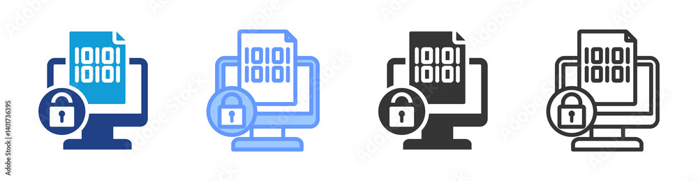 Poster Data Encryption icon set multiple style collection