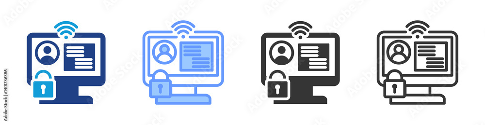 Poster online privacy icon set multiple style collection