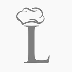 Restaurant Logo On Letter L Concept With Chef Hat Symbol