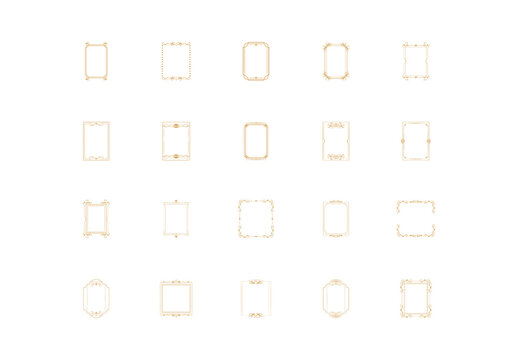 Yellow Golden Ornamental Vintage Decoration Frames Set