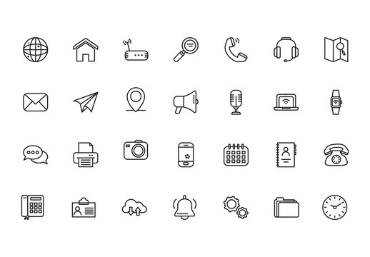 Black Outline Minimal Communication Icons Set