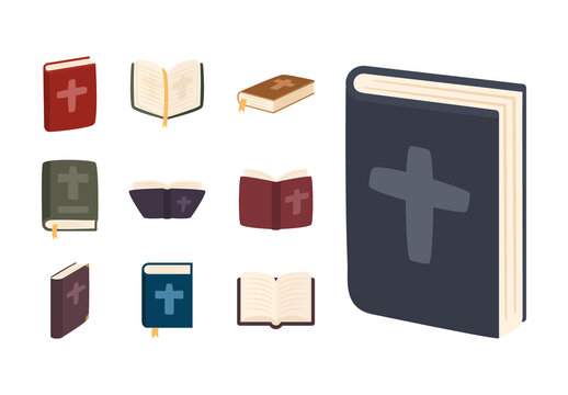 Colorful Open And Closed Religious Book Illustration Set