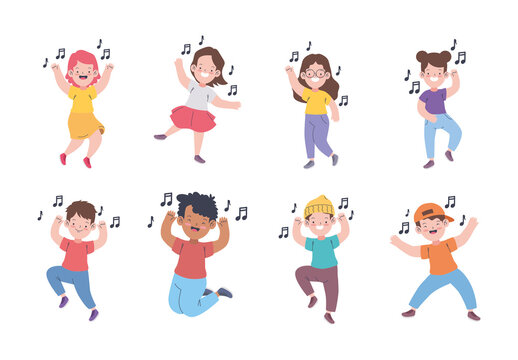 Cute And Joyful Children Dance Party Illustration Set
