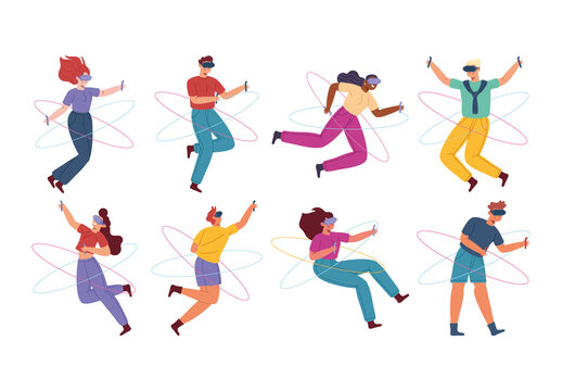 Bright And Dynamic Virtual Reality Metaverse Illustration Set