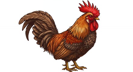 Fototapeta premium Rooster illustration design detailed farm animal graphic art