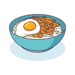 hand drawn donburi food