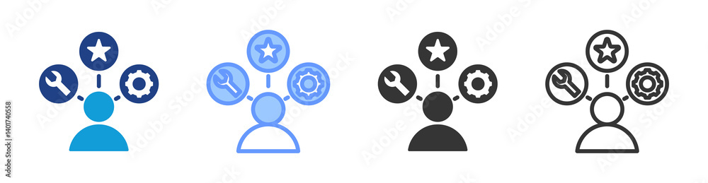 Poster Employee Skills icon set multiple style collection