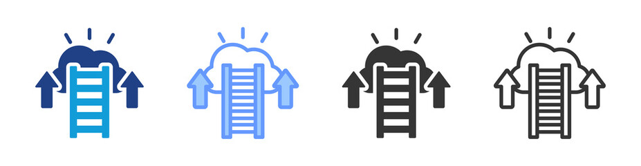 Career Ladder icon set multiple style collection