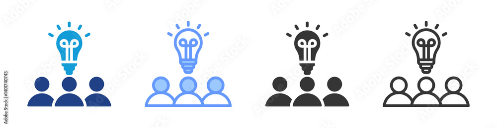Poster creative team icon set multiple style collection
