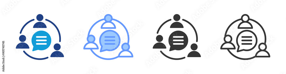 Poster communication icon set multiple style collection