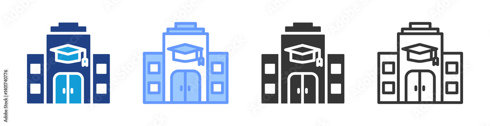 Aufkleber university icon set multiple style collection