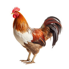 Fototapeta premium Vibrant Red-White Rooster on transparent background