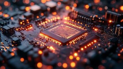 AI microchip factory, circuits etched by laser nanobots, wafer inspections via quantum microscopy