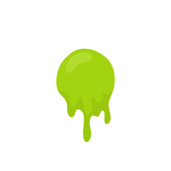 Liquid toxic drop. Flowing green sticky liquid. Vector illustration with toxic blob