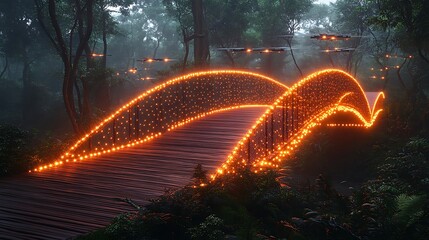AI wildlife corridor planner, drones mapping animal migrations, eco-bridges glowing with motion-activated lights