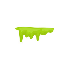 Liquid toxic drop. Flowing green sticky liquid. Vector illustration with toxic blob