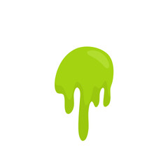 Liquid toxic drop. Flowing green sticky liquid. Vector illustration with toxic blob