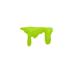 Liquid toxic drop. Flowing green sticky liquid. Vector illustration with toxic blob