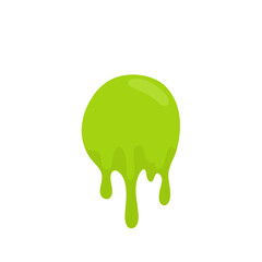 Liquid toxic drop. Flowing green sticky liquid. Vector illustration with toxic blob