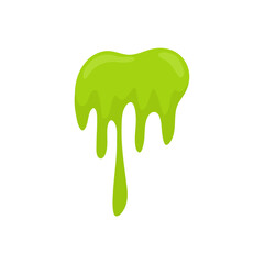 Liquid toxic drop. Flowing green sticky liquid. Vector illustration with toxic blob