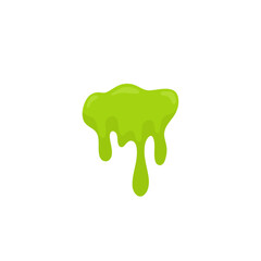 Liquid toxic drop. Flowing green sticky liquid. Vector illustration with toxic blob
