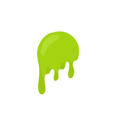 Liquid toxic drop. Flowing green sticky liquid. Vector illustration with toxic blob