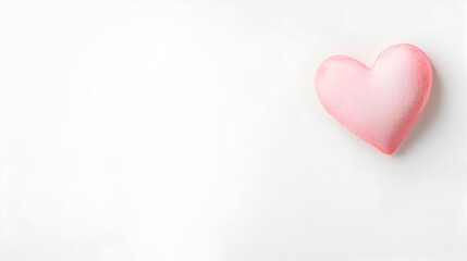 Pink heart shaped object on a clean white background symbolizing love and affection for romantic occasions and celebrations, perfect for Valentine's Day or wedding themes, love concept