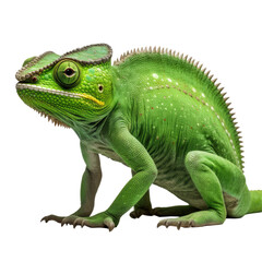 Obraz premium Vibrant Green Chameleon PNG on transparent background