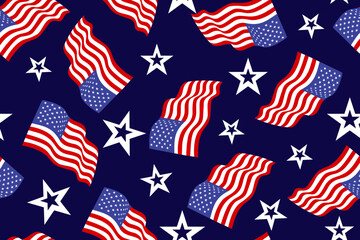 The US flags seamless pattern background for fourth of July celebration