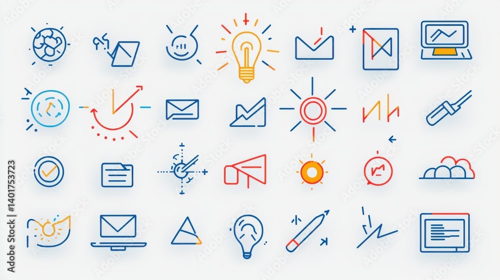 Poster a diverse set of cursor icons in various shapes colors and styles designed for use in digital interf